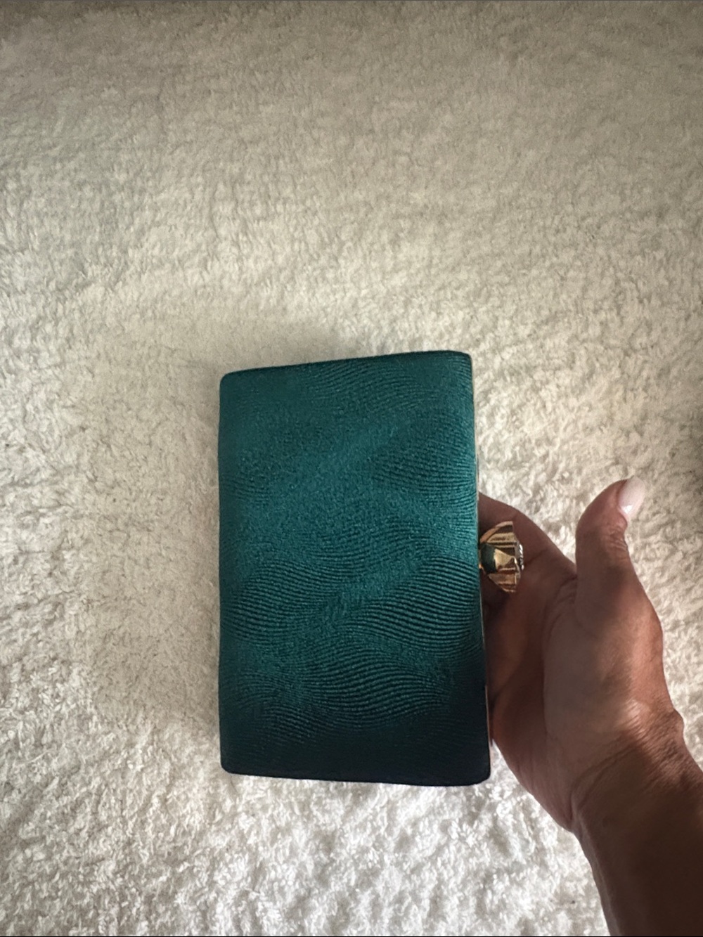 Women's Teal Evening Clutch with Gold Accents - Picture 3 of 3